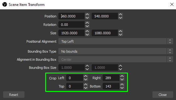 Definir tamaño al recortar con OBS Studio